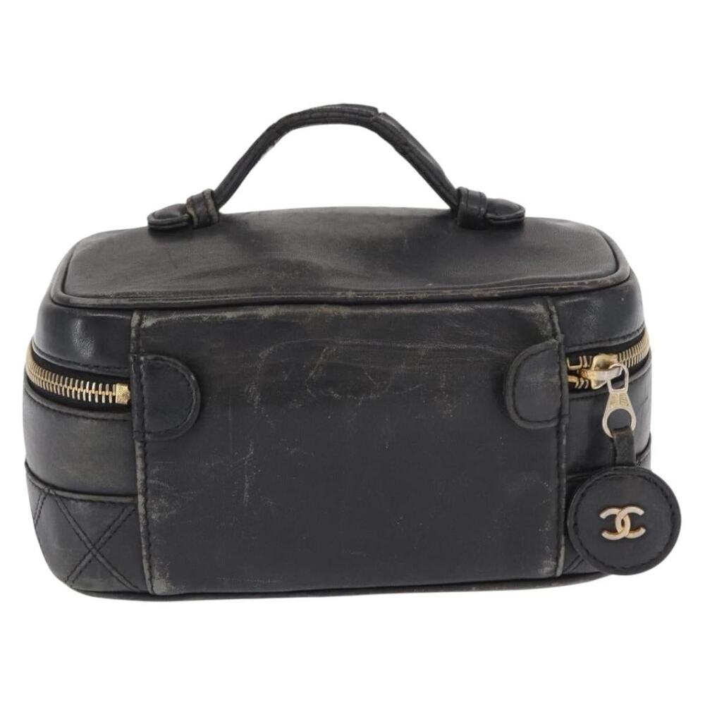Chanel Lambskin Bicolore Vanity Handbag Black